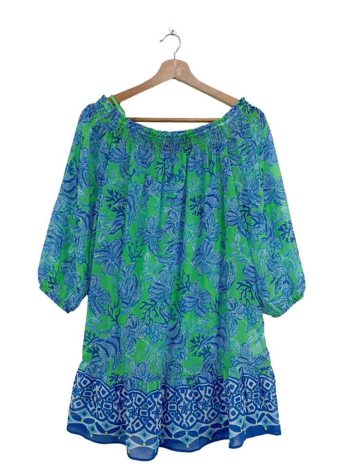 LILLY PULITZER Tunique-blouse Dames Blouse T EU 36 bleu-vert style décontracté - Photo 1/4