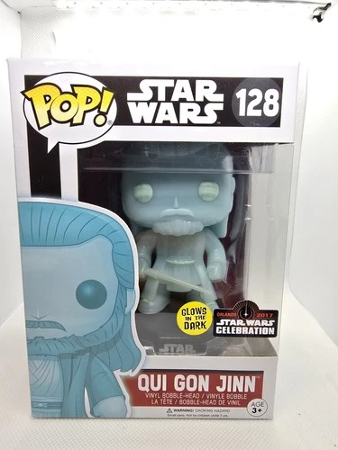 Funko Pop HOLOGRAPHIC QUI GON JINN GITD STAR WARS CELEBRATION STICKER 2017