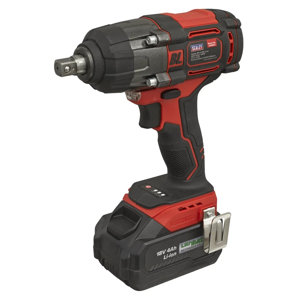 Sealey 1/2"Sq Drive Cordless Brushless Impact Wrench 18V 4Ah CP650LI - Image 3 of 4