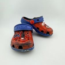 Crocs Kids Boys Spider-Man Classic Clogs Red Blue Slip On Sandals Marvel Size C6