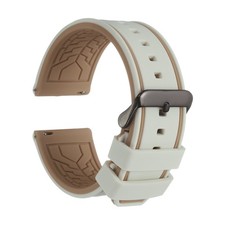Silicone Watch Bands 24mm Soft Watch Bands with Black Buckle, Cream Brown