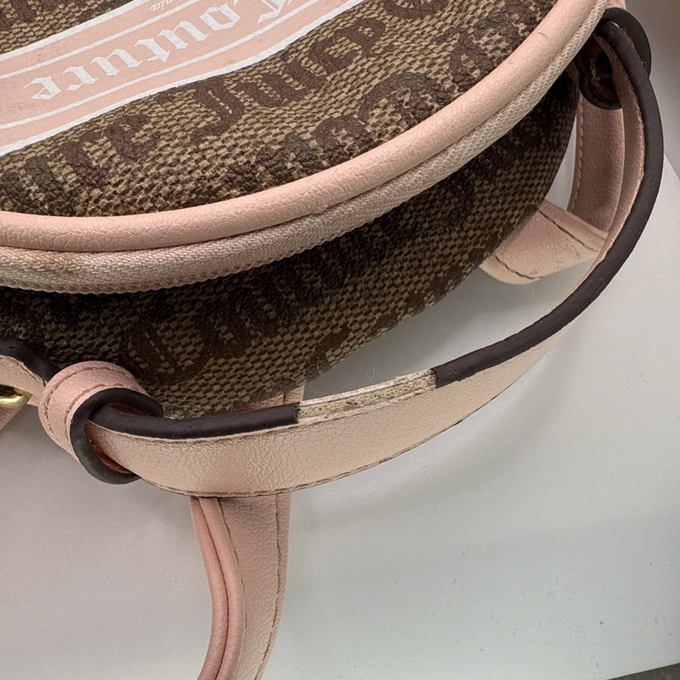 Bolso Mochila Juicy Couture Para Mujer Y2K Rosa y Marrón Miniatura Logo - 7 pulgadas X 9 pulgadas Foto 3 de 4