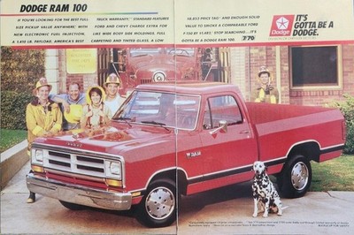 1988 Dodge Ram 100 Truck Magazine Print Ad - It's Gotta Be A Dodge 2-Page Ad