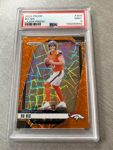 Bo Nix 2021 Panini Prizm Football ORANGE LAZER PRIZM ROOKIE RC #309 PSA 9 MINT