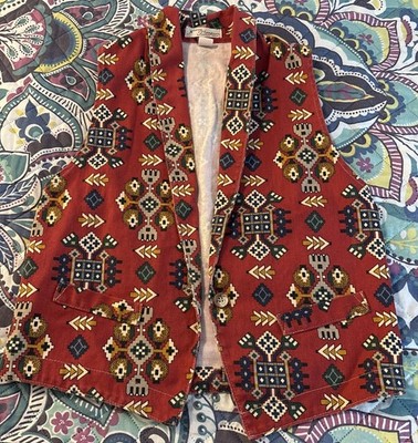 Norm Thompson Collared Vest Size Medium Vintage Western Native American Rust