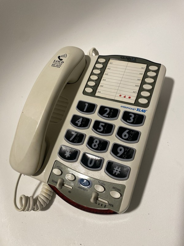 Clarity Ameriphone XL40 Amplified Corded Telephone Speed Dial Hold White/Gray
