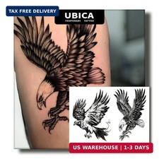 2 Sheets Realistic Eagle Semi Permanent Tattoos Men Women Waterproof 7-15 Days