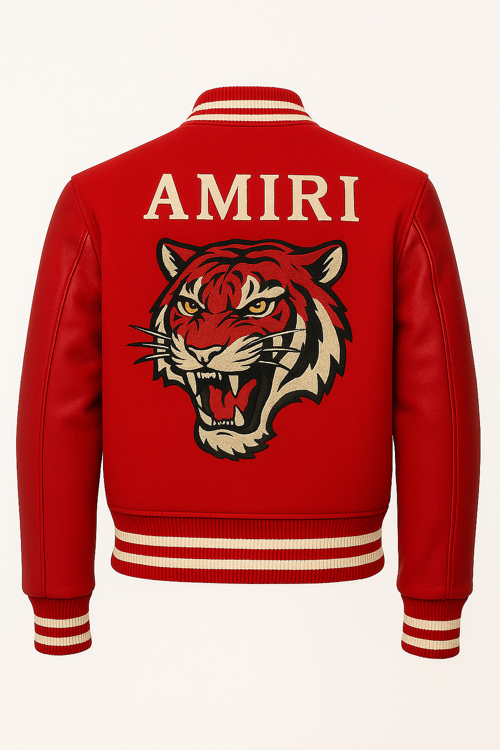 Men&rsquo;s Red AMIRI Varsity Jacket &ndash; Leather Sleeves, Tiger 