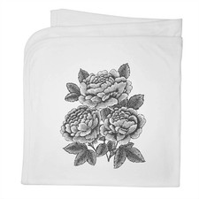 'Three Peonies' Cotton Baby Blanket / Shawl BY00045165 