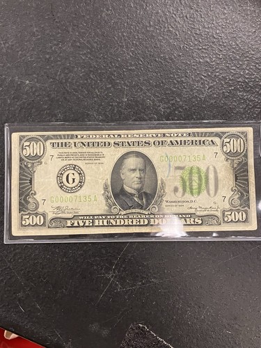 $500 Series 1934 Federal Reserve Note Bill circulated condition
