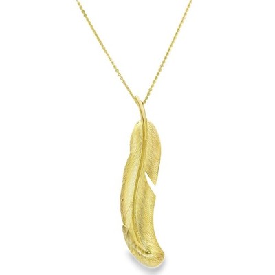 Feder-Anhänger & Halskette 9 kt Gelbgold - 16/18 Zoll - 2,4 g