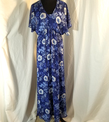 Tommy Hilfiger Womens Floral Flutter-Sleeve Maxi Dress Set Chemise & Sheer Cover