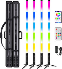 4Pack Professional 360 DJ Tube Light Bar Stand with Case Battery Powered IP65 Wa