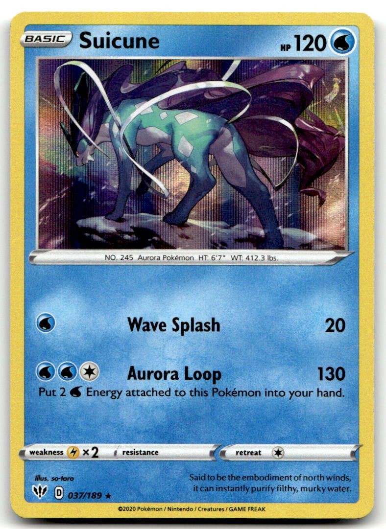 Suicune 037/189 Holo Rare SWSH03: Darkness Ablaze NM