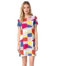 Tory Burch Pima Cotton Geometric Colorblock Dress Size Small 