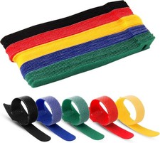 Durable 6 Inch Hook and Loop Cable Straps - 10 Pack of Convenient Colorful Ties