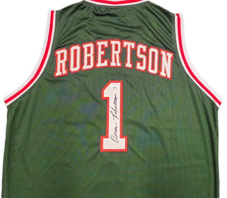 Oscar Robertson Milwaukee Signed Green Basketball Jersey JSA - Image 2 of 3