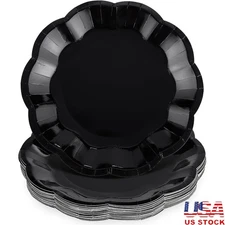 Disposable Scalloped Paper Plates 30 Pcs Waterproof Party Tableware Gatherings