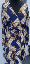 Sosander Navy & Gold Wrap Style Dress Size 14