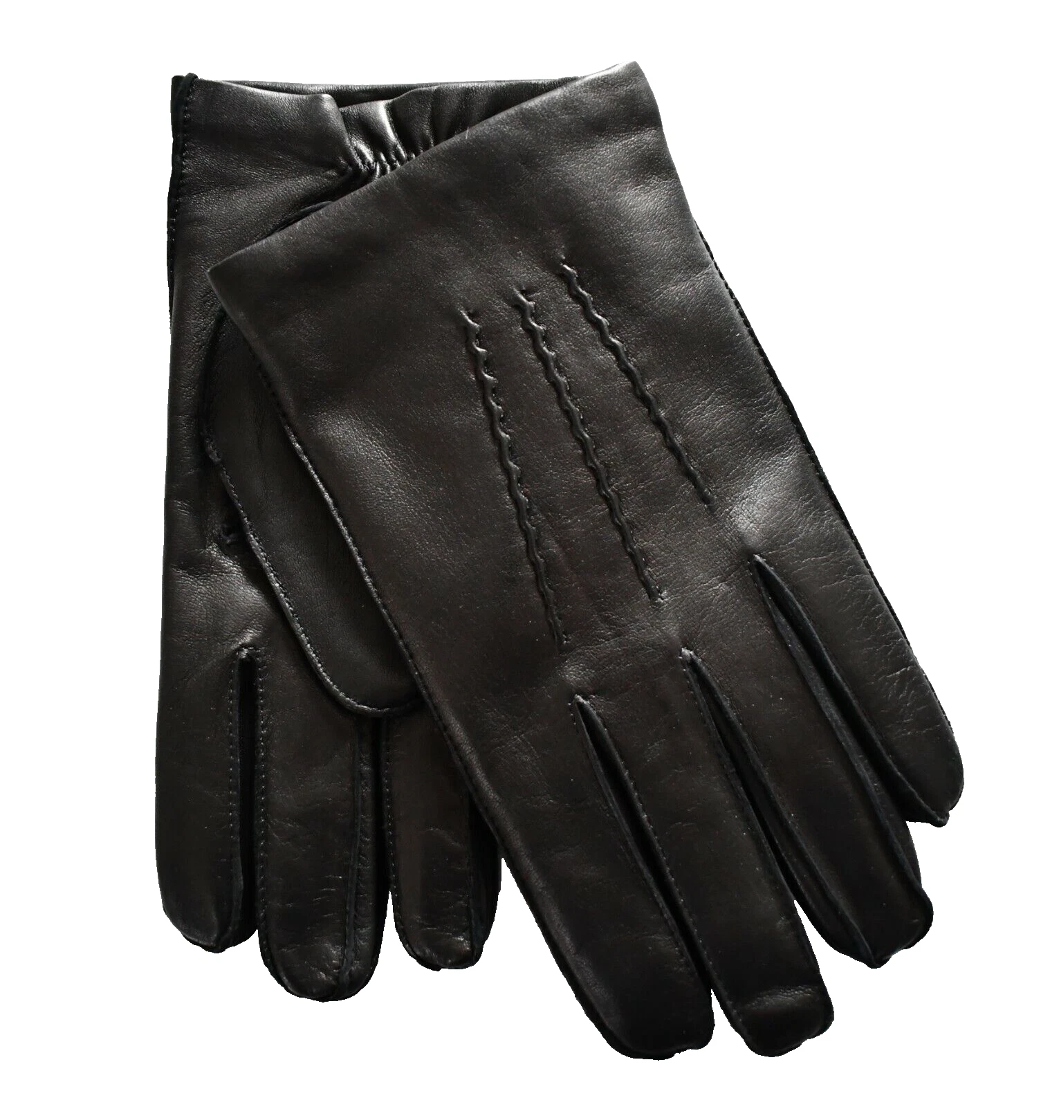 New RALPH LAUREN PURPLE LABEL Black Lamb LEATHER CASHMERE-Lined Gloves US-7