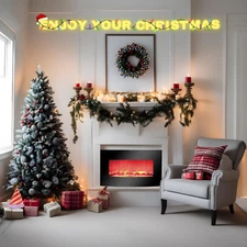 38 Inch Electric Fireplace Heater Stove | Tempered Glass Curved Screen with Log