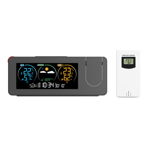 180° LED Rotating Projection Alarm Clock Weather Forecast Temperature and Humid - Picture 8 of 17