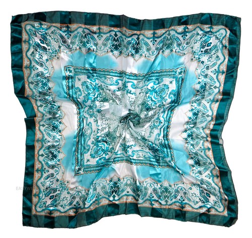 Large Silk Feel Floral Paisley Scarf Bandanna Neckerchief Head Neck Wrap Shawl - Picture 19 of 20