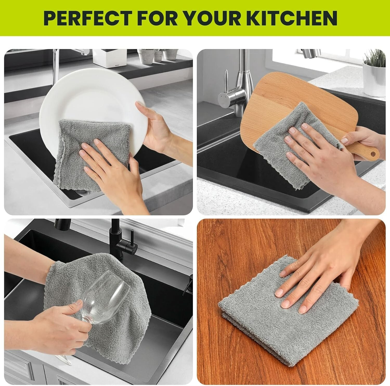 "12 Pack Cleaning Cloth,Ultra Soft Absorbent Quick Drying Microfiber Cleaning Ra