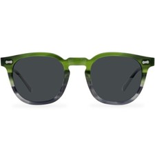 Square Sunglasses for Men Women Silver Accents Acetate Frame Sonnenbrillen Green