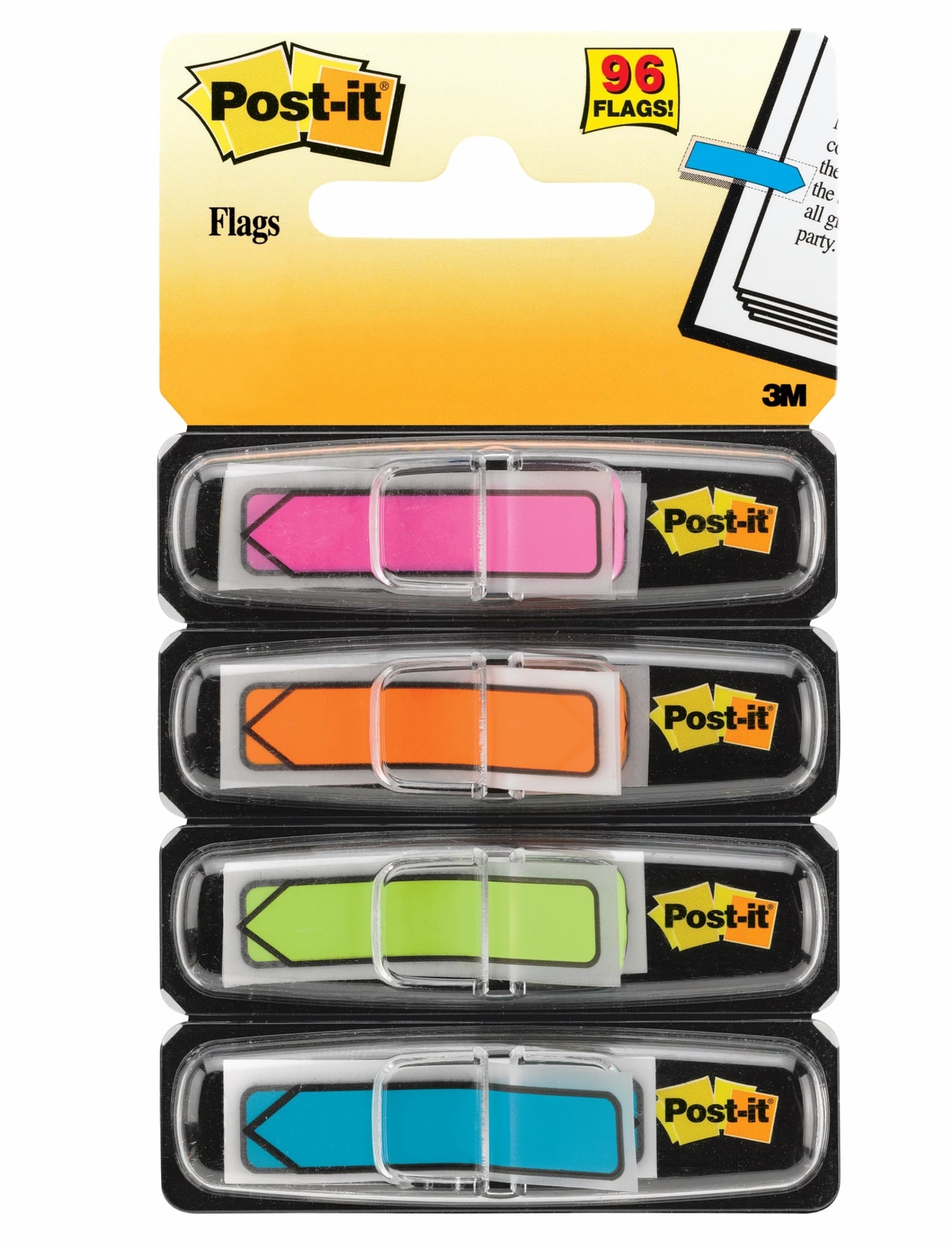 Post-it Index Small Arrows In a Plastic Dispenser, Assorted Colours, 11.9 mm x 4