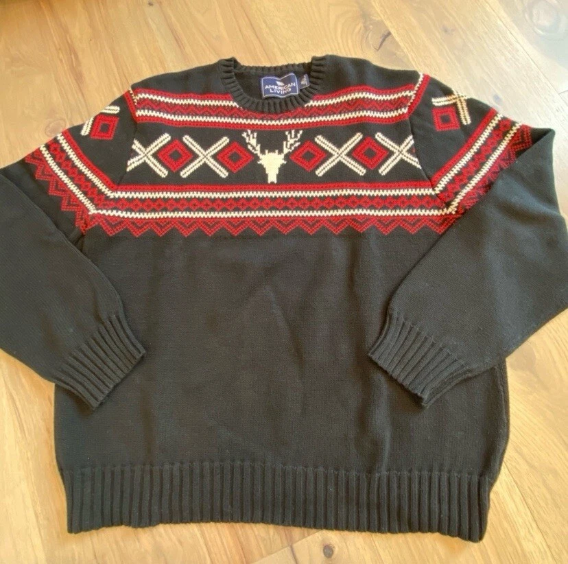 Suéter American Living Algodón Reno Fair Isle Noruego Damas XL Cuello Redondo Foto 4 de 4