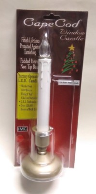 CAPE COD B/O LED WINDOW CANDLE w/PEWTER FINISH & TIMER FUNCTION CHRISTMAS CANDLE