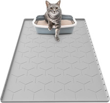 Cat Mat for Litter Box, Large 34" X 22" Cat Litter Mat, Waterproof Silicone Pad