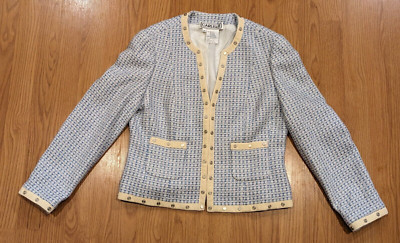 Vintage Carlisle Short Blazer Jacket Blue Tweed Studded - 10