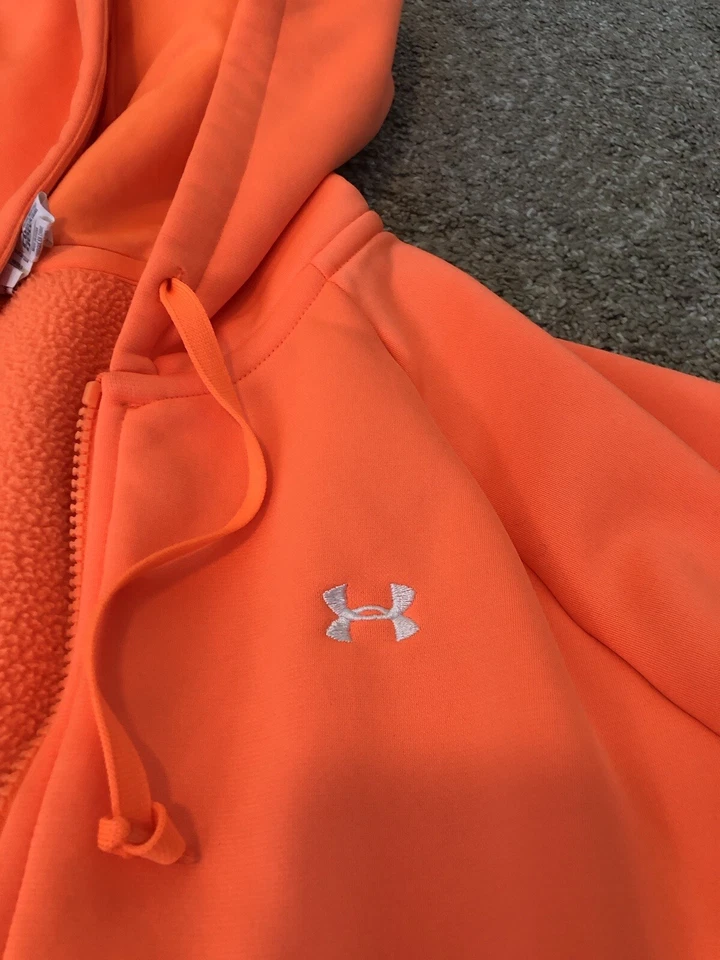 UNDER ARMOUR Storm NARANJA BRILLANTE Sudadera con Capucha Mediana Caza Pesca Cremallera Rota Foto 3 de 4