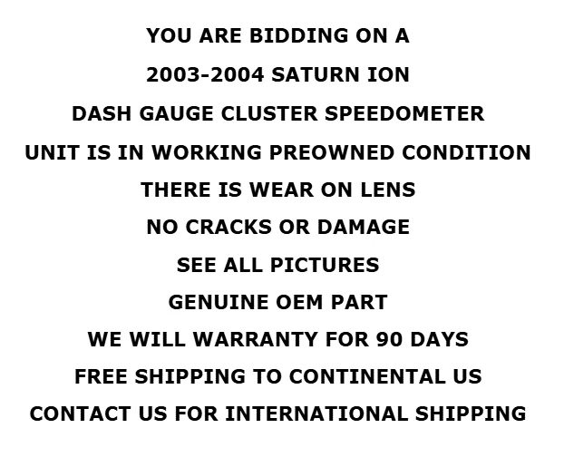 Conjunto de velocímetro Saturn Ion Dash Gauge Cluster 2003 2004 fabricante de equipos originales con garantía Foto 2 de 4