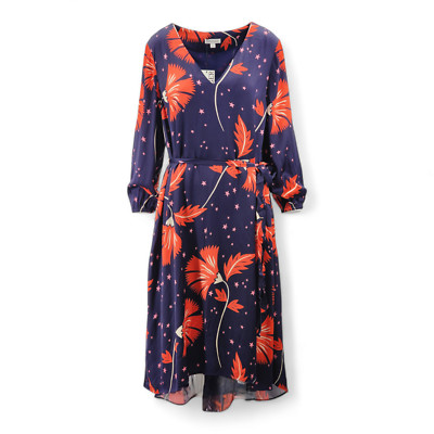 M&S JAEGER Midi-Etuikleid Blumen V-Ausschnitt Bindeband Taille Damen Ladies UVP 150,00 £