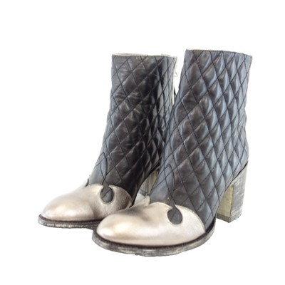 MEXICANA Stiefeletten Damen Cowboy Boots Schuhe Stiefel Leder Schwarz Silber 39
