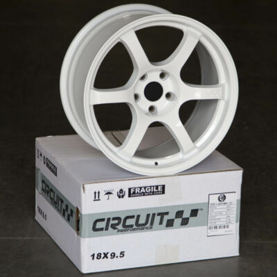 4 CIRCUIT CSF1 18x9.5 5x114.3 +25 WHITE WHEELS FITS 350Z 370Z G35 240SX DRIFT