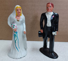 BARCLAY Blonde BRIDE, GROOM,  MINISTER with Crafted ARBOR- 1930-40 Lead Toy