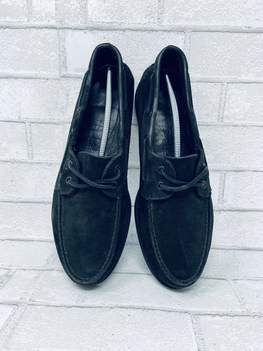 Black suede sperrys deals