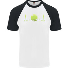 Tennis Player ECG Pulse Mens S/S Baseball T-Shirt