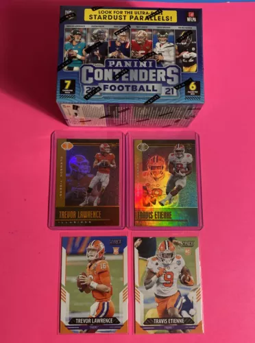 🎆Trevor Lawrence Travis Etienne Orange Clemson Color Match RC Contenders Box💯