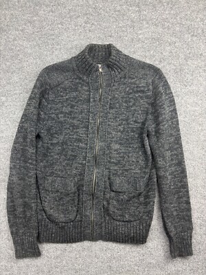 Converse One Star Sweater Men's S Gray Heathered Knit Full Zip Cardigan  Pockets