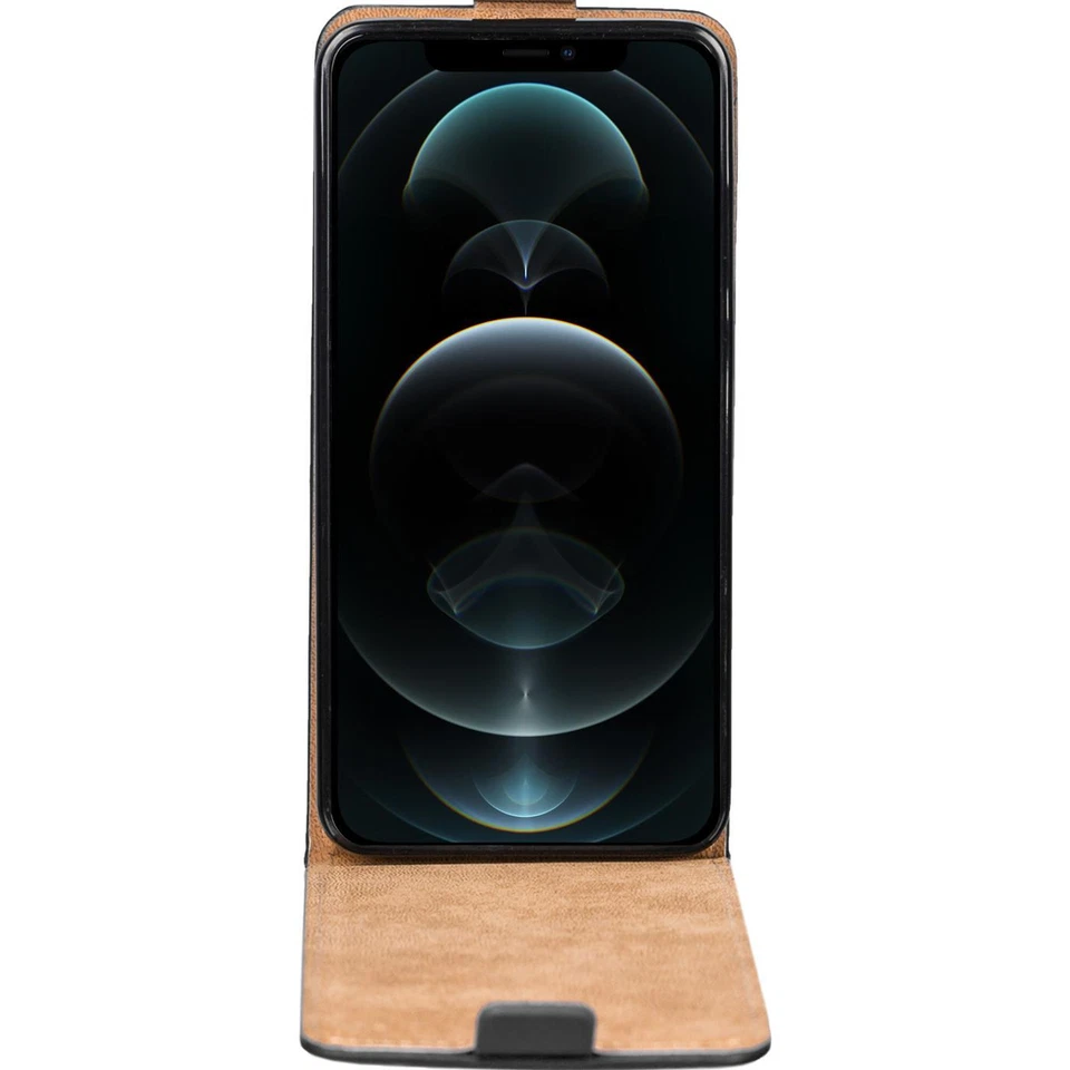 iPhone Klapptasche Hülle Schwarz Kunstleder Schutz Wallet Case Cover Top Angebot - Bild 4 von 4