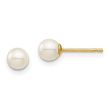 Madi K Kid's Earrings 14K 4-5mm White Round Freshwater Pearl Stud Post
