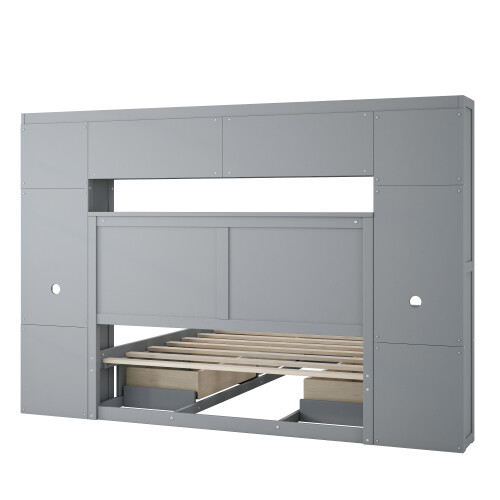 Solid Wood Platform Bed Frames w/ Storage Drawers Bookshelves Bedroom Furniture