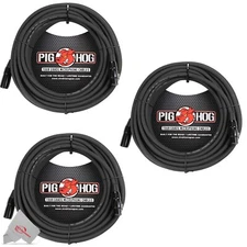 Pig Hog 8mm XLR Microphone Cable Male to Female 50 Ft Premium Mic Cable x3