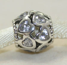 New Authentic Pandora Charm Love All Around 791250CZ Bead W Tag & Suede Pouch