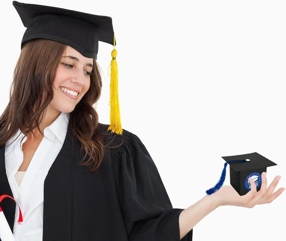 Caixa de doces de formatura 50 peças com adesivos tampa de formatura caixas de presente gradua... - Imagem 2 de 4